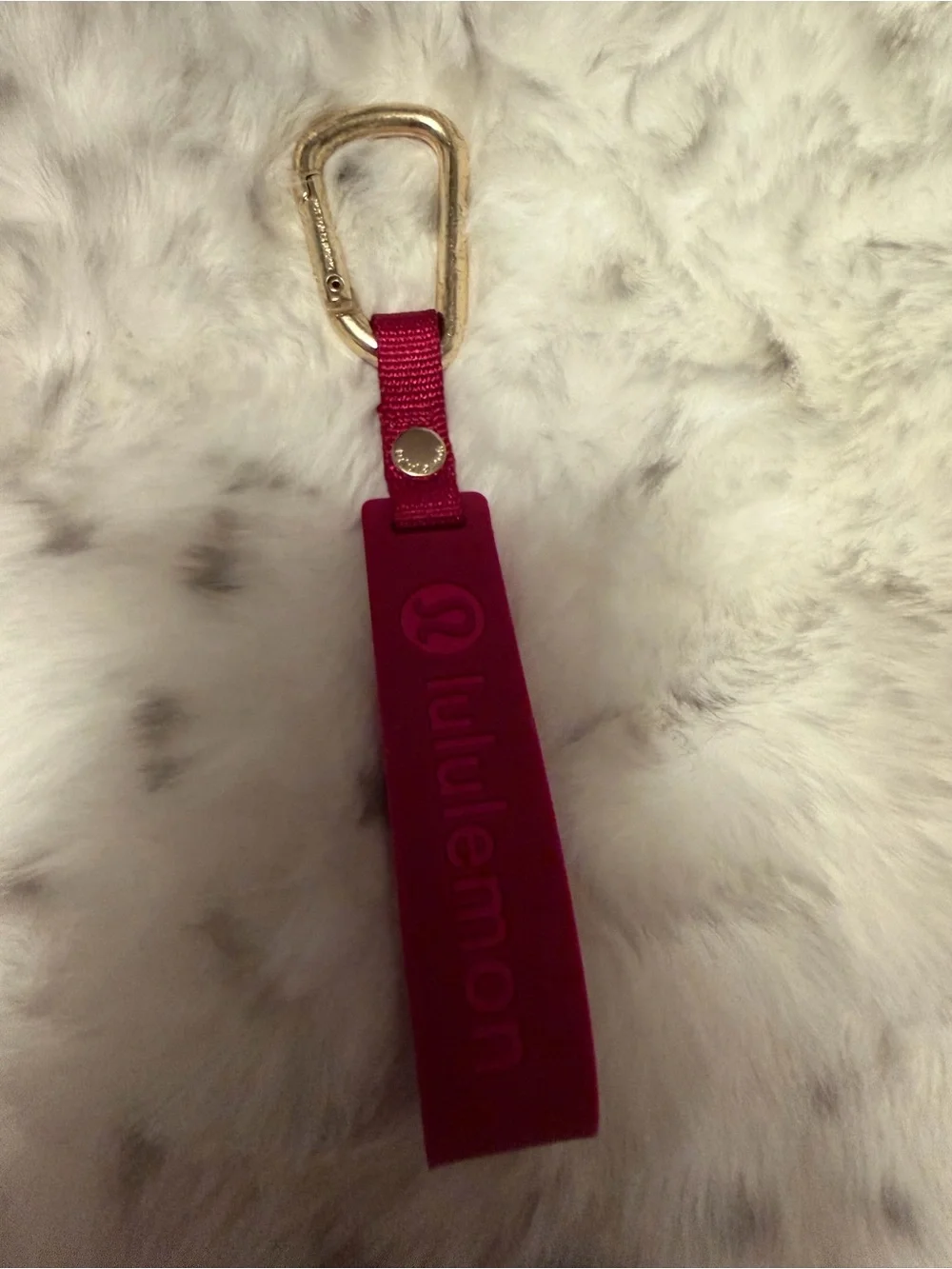 lululemon athletica Hot Pink Keychain with Gold Hardware